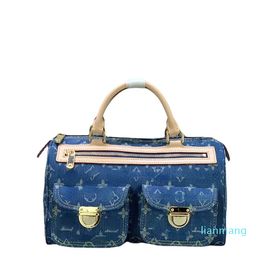 Brand Bags Vintage Denim Handbags Front Zipper with Double Pockets Full Logo