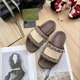 Designer Slippers Women Fashion Slides Sandals Slipper Brown Slip Flops Beach Men Sandal