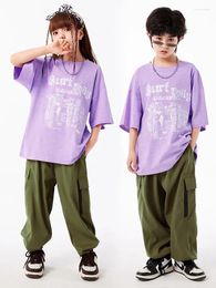 Stage Wear Children Graffiti Cotton T Shirt Pants Ballroom Dancing Clothes Hip Hop Costumes Jazz Dancewear Street Dance For Girls Boys