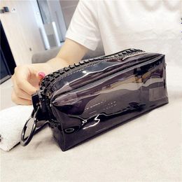 Cosmetic Bags 1PCS Women's Travel Neceser Black Toiletry Kit Transparent Makeup Organiser Washing Pouch S Make Up Bag