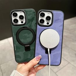 For iPhone 13 Fold Magnet Holder Stand Case For iPhone 15 Pro Max 14 Pro 13 12 Cool Camo Invisible Magnet Bracket Phone Case