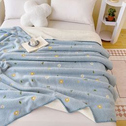 Small Fresh Wind Cloud Plush Embroidered Blanket Office Nap Cover Multi Functional Lamb Fleece Shawl