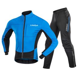 Jackets Lixada Men Winter Cycling Clothing Set Waterproof Windproof Thermal Fleece Bike Riding Jacket and Pant Sportswear Cycling Jersey