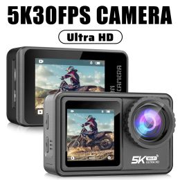 Cameras Ourlife 5K30FPS Ultra HD Wifi Action Camera EIS Antishake With Remote Control Touch Dual Screen Waterproof Drive Sport Cameras