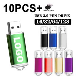 Drives 10Piece Free Custom USB Flash Drives 4GB 8GB 16GB Pen drive 32GB 64GB USB Sticks Pendrive 128MB 256MB 512MB Gift Memory Sticks
