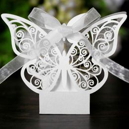 Hollow Butterfly Gift Paper Boxes Creative Laser Cutting Wedding Candy Dragee Box Cookie Carton Wrapping Package