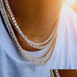 Tennis Graduated Mens Diamond Iced Out Gold Chain Necklaces Fashion Hip Hop Jewellery Moissanite Necklace M 4Mm 5Mm Drop Delivery Pendan Dhojy