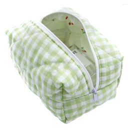 Cosmetic Bags Women Portable Storage Bag Large Capacity Quilted Chequered Makeup Travel Toiletry Zipper Pouch Lightweight