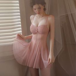 6255 camisola sexy malha transparente pequena peito mostra grande diversão para roupas íntimas pura desejo de roupas de noite