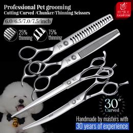 Scissors Fenice 6//6.5/7/7.5 Inch Professional Pet Dogs Grooming Scissors Set Straight&Curved &Thinner&Chunker Shear Scissors