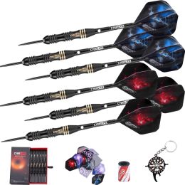 Darts CyeeLife 24g Steel Tip darts set Professional with gift case,6 Aluminium Shafts+Rubber Rings+Sharpener+Tool+Extra Flights