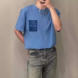 2024 Spring Summer New Square Letter Printed T-shirt Casual Loose Fashion Men's and Women's Same Style Short Sleeves