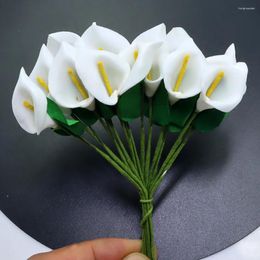 Decorative Flowers 144pcs Artificial Mini Calla Lily Flower Heads Fake Floral Bouquet For Crafts Scrapbooking Garden Wedding DIY Bridal