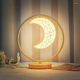 Table Lamps Nordic Luxury Bedroom Lamp Acrylic Crystal Moon Star Bedside Romantic Atmosphere Button Switch Desk Lights