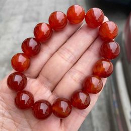 Bärade naturliga röda karnelliska pärlbälten Natural Red Agate Onyx Stone Pärlor Stretch Armband Yoga Healing Women Men smycken gåvor 240423