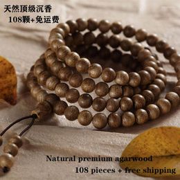 Strand Kalimantan Agarwood Buddha Bead Bracelet 6 8 10 12mm108 Rosary Beads Men Women Natural Wood Retro Buddhism China