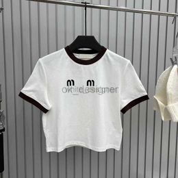 Luxury Designer t shirt summer short sleeve Crop Top Tee women tshirt contrast color printed slim fit tops D65RQ5E
