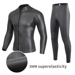 Suits 3MM CR Neoprene Wetsuit Men Top Suit Glue Bonding High Elastic Surfing Winter Swim Snorkeling Quickdrying UV Protection Suit