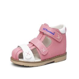 صندل Ortoluckland Toddler Girls Sandals Childrens Orthopedic Shoes Baby Abour Tee Toe Pink Barefoot Kids Summer Fancy Footwear 240423