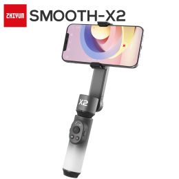 Gimbals ZHIYUN Official SMOOTH X2 Phone Gimbal Handheld Stabilizer 2Axis Smartphone Gimbals for iPhone 13 PRO Black Selfie Stick