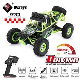 Electric/RC Car WLtoys WL 12428 1/12 4WD RC Racing Car High Speed Off-Road Remote Control Alloy Climbing Truck LED Light Buggy Toys Kids Gift 240424