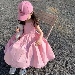 Shirts Children Clothing New Summer Girls' Pink Sleeveless Dress Korean Style Lovely Fashion Loose Princess Dress