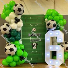 Party Decoration Green Balloons Garland Football Matte White Black Balloon Arch Kit Kids Birthday Supplies 4D Soccer Foil Globos