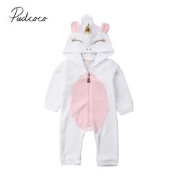 One-Pieces 2019 Brand New Newborn Infant Baby Girl Boy Unicorn Romper Wings Hooded Longsleeve Zipper Cartoon Jumpsuit Autumn Winter Clothes