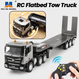 Cars Huina 1318 Rc Truck Alloy 9Ch 1/24 83Cm Large Flatbed Trailer Remote Control Transport Truck Model Electric Toys for Boy Gift