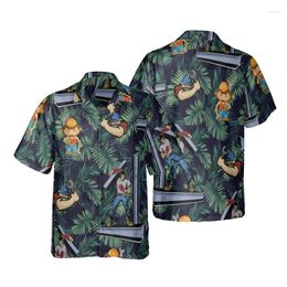 Men's Casual Shirts Tropical Ironworker 3D Print For Men Clothes Unique Work Beach Shirt Worker Graphic Short Sleeve Hawaiian Blouses