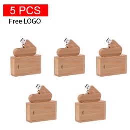 Drives JASTER 5 PCS LOT Free custom logo USB Flash Drive Wooden box Pen drive Photography wedding gift Memory stick 128GB 64GB 32GB 16G