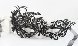 Women Sexy Gothic Black Rhinestone Flower Lace Masquerade MASK sexy black eye mask dance clubs JIA1774201568