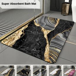 Super Water Absorbent Floor Bath Mat Toilet Shower Quick Dry Rubber Door Mat Nordic Non-slip Diatomaceous Small Bathroom Carpet 240419