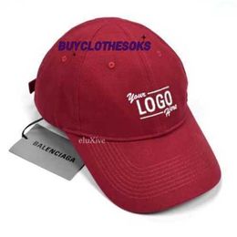 Luxury Hats Fashion Designer Caps Women Men Embroidered Baseball Cap Brand New Label Blnciaga Red, Your Logo Embroidered Hat Strap Is Authentic wl