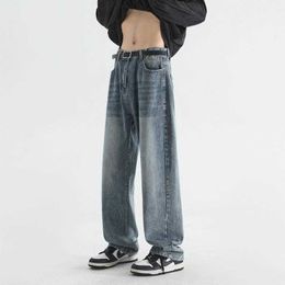 2023 Four Seasons High Quality Pants Mens Craft High Street Jeans Mens BF Trendy Straight leg Pants