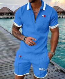 Mens Designer Tracksuits Summer Plus Size 3XL Luxury Two Piece Set Spring Brand Printed Outfits Cotton Blend Short Sleeve Polo T-shirt And Shorts Sports Suit22