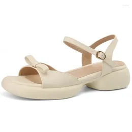 Dress Shoes Elegant Women's Sandals Summer 2024 Ankle Straps Beige Low Heels Flip Flops Female Party Wedding Girls Comfortable