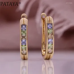 Dangle Earrings PATAYA Trendy Colour Natural Zircon For Women Fashion 585 Rose Gold Accessories Girl Daily Wear Jewellery