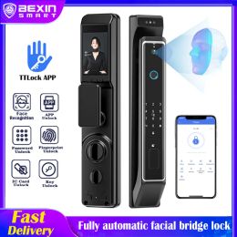 Control Full automaticTTLOCK APP 3D Face recognition Smart door lock fingerprint password outdoor waterproof 6068 intelligent door locks