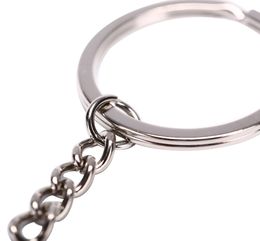 Polished Silver Colour 30mm Keyring Keychain Split Ring With Short Chain Key Rings Women Men DIY Key Chains Accessories 30006176168