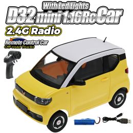 Cars D32 Mini 1:16 RC Car With Led Lights 2.4G Radio Remote Control Car OffRoad Trucks Play Toys For Boys Children Gifts