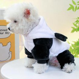 Dog Apparel Fashionable Pet Jumpsuit Cartoon Jacket Panda Shape Hooded Coat Warm Winter Clothing For Small To Medium