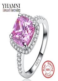 YHAMNI Fine Jewellery Solid Silver Rings for women Luxury 3 Carat Pink CZ Diamond Engagement Ring Whole HF00127502277186028