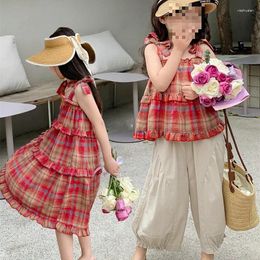 Girl Dresses Girls Dress 2024 Summer Casual And Comfortable Sweet Plaid Cake Fashion Loose Clothing For Outdoor