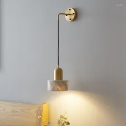 Wall Lamp Modern Stone Shade Drop Sconce Luxury Decorative Living Room Bedroom Mount Light Fixture E27 Bulb For Aisle Bathroom