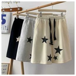 Women's Shorts celebrity print womens summer cotton jogging shorts high waist wide g sports pants Harajuku y2k running loose H240424