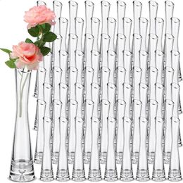 Vase 72 Pcs Clear Tall Glass Bud Vases Bulk Single Stem Flower Skinny Decorative Cylinder for Centrepieces Home 240420