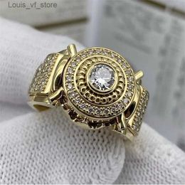 Band Rings Gorgeous Men Gold Silver Color Square Round White Stone Classic Design Party Accessories Gift H240424