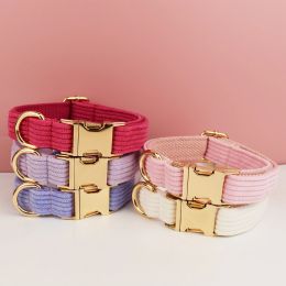 Collars Popular Luxury Custom Color Dog Cozy Soft Webbing Metal Designer Adjustable Pet Accessories Velvet Dog Collar Manufact