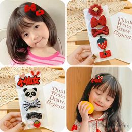 Hair Accessories 5 Pcs/Set Baby Girls Cute Colors Nylon Cartoon Fruit Flower Hairpins Children Newborn Hair Clip Kids Sweet Hair Accessories